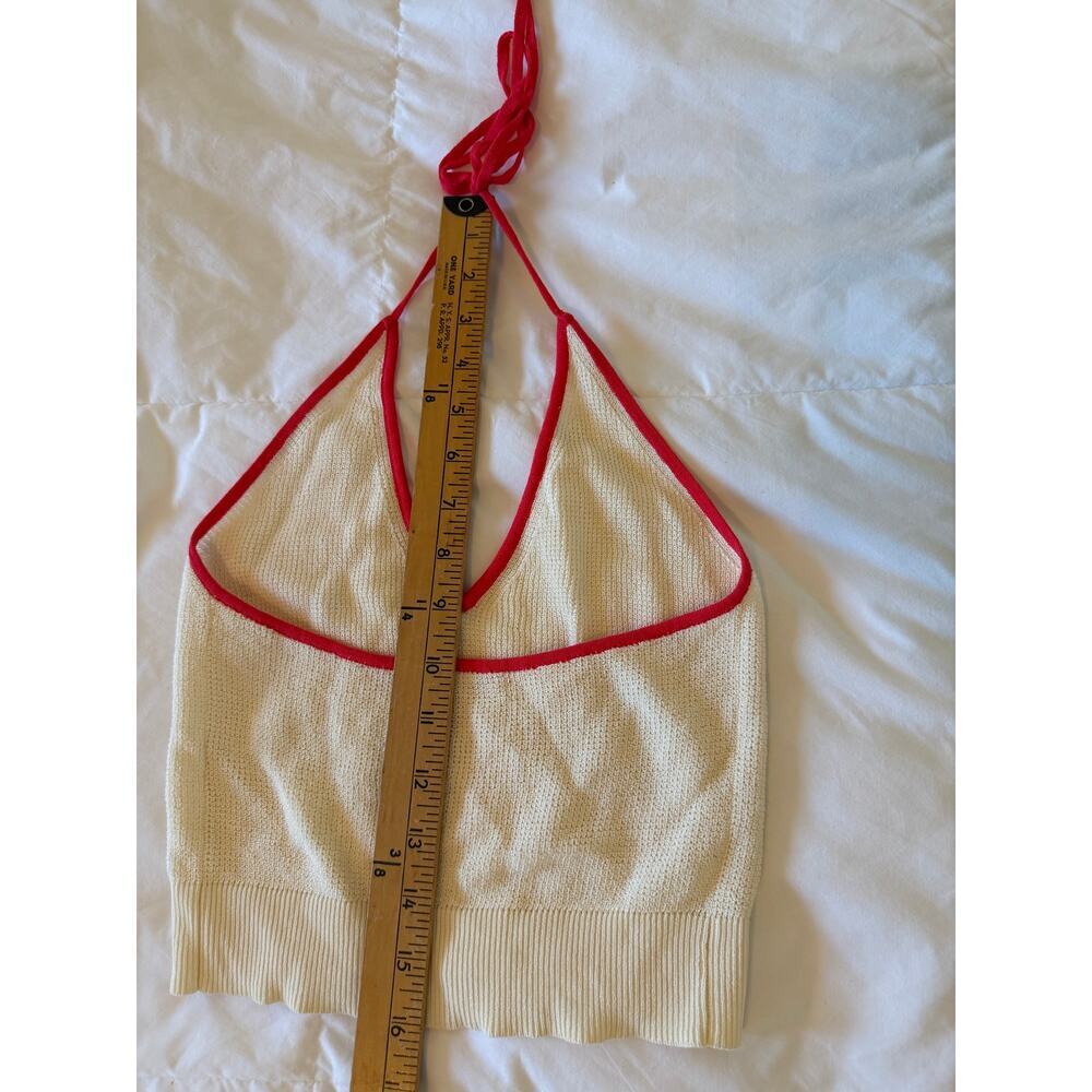 Free People Out And About Solid Halter Top Tofu Combo Cream and Red Size S - Picture 9 of 10